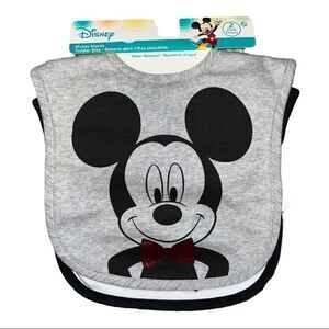 Disney Baby Set of Two Mickey Mouse Bibs 100% Cotton NWT